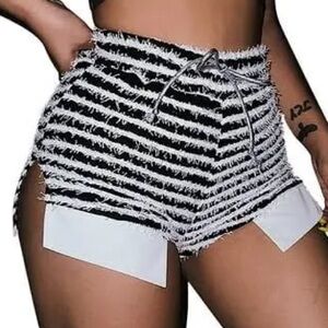 SHEIN White & Black Fuzzy shorts